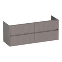 Brauer Adore Wavy - Onderkast - 140 cm - met 4 Softclose Lades Greeploos en 2 Sifon Uitsparingen - Mat Taupe