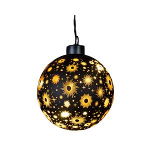 Verlichte bal/kerstbal - zwart kosmos - 10 cm - bewegend licht - warm wit