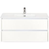 Dante Badmeubelset 100 cm - Wit Hoogglans - Keramische Wastafel Wit Cover