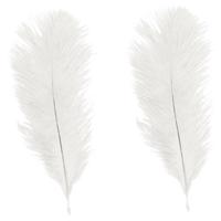 Roetveeg Piet Struisvogelveren - 2x - creme wit - 35 cm - Sinterklaas verkleedveer