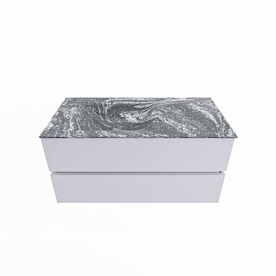MONDIAZ VICA-DLUX 100cm badmeubel onderkast Cale 2 lades. Inbouw wastafel CLOUD links 1 kraangat, kleur Lava.