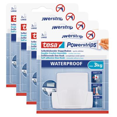 Tesa Powerstrips duohaak - 4x - waterproof - Verwijderbare haken - Opplak haken