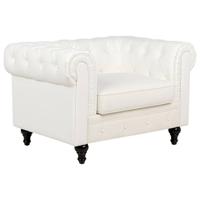 Beliani CHESTERFIELD - Fauteuil-Wit-Polyester - thumbnail