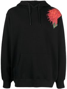 Yohji Yamamoto hoodie en coton à fleurs - Noir