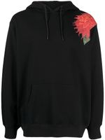 Yohji Yamamoto hoodie en coton à fleurs - Noir - thumbnail