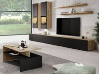 Tv-meubel set BABEL 5 deuren eik artisan/zwart met led met salontafel - thumbnail