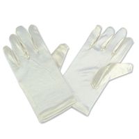 Gebroken witte satijnen handschoenen voor kinderen   -