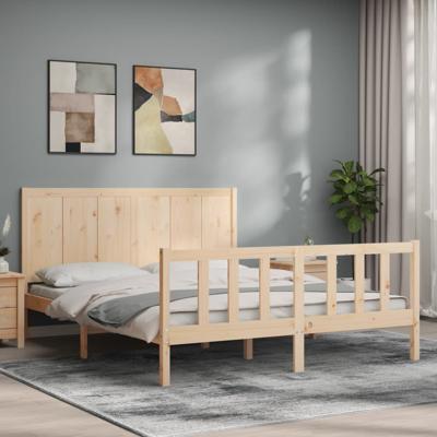 Bedframe met hoofdbord massief hout