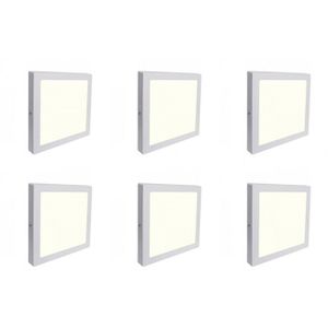 LED Downlight 6 Pack - Opbouw Vierkant 18W - Natuurlijk Wit 4200K - Mat Wit Aluminium - 225mm