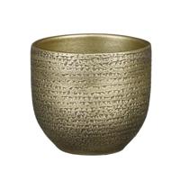 Mica Decorations Plantenpot - terracotta - goud/wit - D14/H12 cm   -