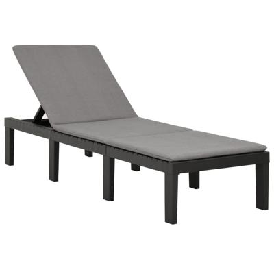 Ligbed met kussen kunststof antracietkleurig