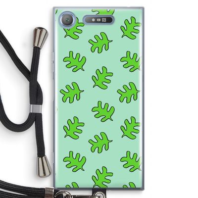 Groene blaadjes: Sony Xperia XZ1 Transparant Hoesje met koord