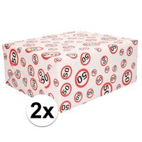 2x Inpakpapier/cadeaupapier 50 jaar  300 x 70 cm op rol   - - thumbnail