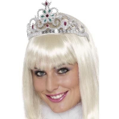 Smiffys Prinsessen Tiara - zilver - verkleed kroontje voor dames