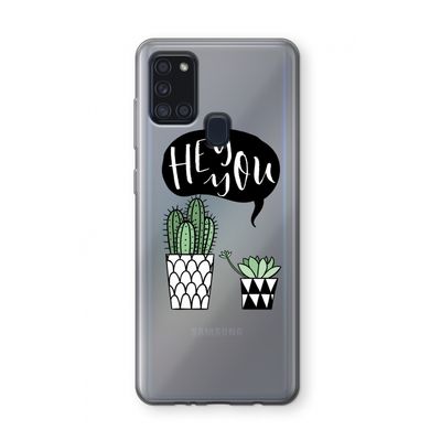Hey you cactus: Samsung Galaxy A21s Transparant Hoesje