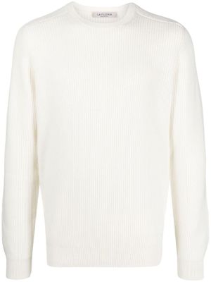 Fileria pull en maille nervurée à col rond - Blanc