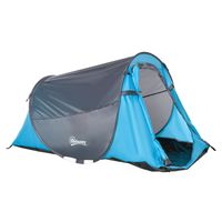 Outsunny Pop-up tent voor 1-2 personen kampeertent 3 seizoenen glasvezel blauw + grijs | Aosom Netherlands