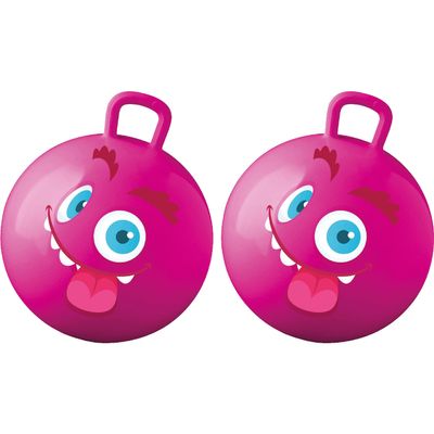Skippybal met smiley - 2x - roze - 50 cm - buitenspeelgoed voor kinderen Skippybal met smiley - 2x - roze - 50 cm - buitenspeelgoed voor kinderen