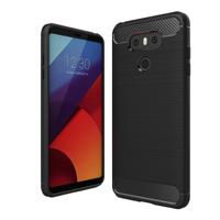 LG G6 schokbestendig Geborsteld koolstofvezel structuur TPU back cover Hoesje (zwart)