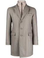 Herno hybrid high-neck single-breasted coat - Gris - thumbnail