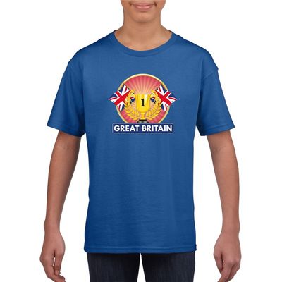 Blauw Groot Brittannie/ Engeland supporter kampioen shirt kind