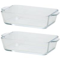 Rechthoekige glazen kleine ovenschaal - 6x - 500 ml - 16 x 11 x 4,5 cm - Ovenschotel schalen