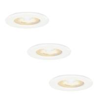 Set van 3 Nola LED inbouwspots - Lage inbouwdiepte (49mm) - 5 Watt 480 lumen - 2700K warm wit - Dimbaar - Rond - IP65 waterdicht voor binnen, buiten en badkamer - Wit