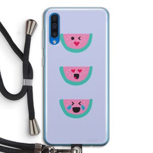 Smiley watermeloen: Samsung Galaxy A50 Transparant Hoesje met koord