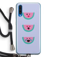 Smiley watermeloen: Samsung Galaxy A50 Transparant Hoesje met koord