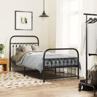 Bedframe met hoofd- en voeteneinde metaal zwart 90x200 cm