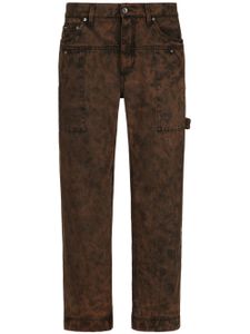 Dolce & Gabbana jean droit à effet délavé - Marron