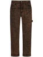 Dolce & Gabbana jean droit à effet délavé - Marron