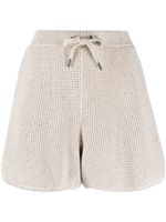 Brunello Cucinelli short en maille à lien de resserrage - Tons neutres Brunello Cucinelli short en maille à lien de resserrage - Tons neutres