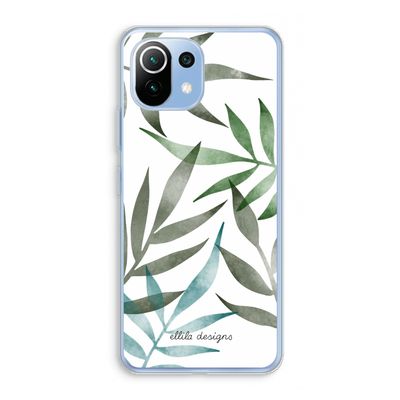 Tropical watercolor leaves: Xiaomi Mi 11 Lite Transparant Hoesje