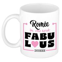 Naam mok Romèe - wit - Fabulous - keramiek - 300 ml - cadeau collega beker