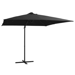 VidaXL Zweefparasol met led en stalen paal 250x250 cm zwart