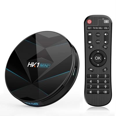 HK1MINI + 4K HD Smart TV BOX Android 9.0 RK3318 Quad-Core 64bit cortex-A53 4GB + 128GB ondersteuning TF-kaart HDMI WIFI AV LAN USB (zwart)