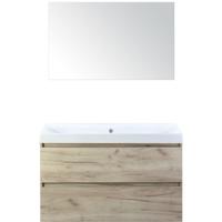 Maxx XL Badmeubelset 100 cm - Craft Oak - Wastafel Just Zonder Kraangat met Spiegel