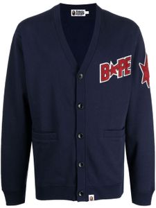 A BATHING APE® cardigan à logo appliqué - Bleu