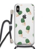 Cactusprint roze: iPhone X Transparant Hoesje met koord