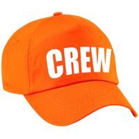 Crew pet /cap oranje met witte bedrukking meisjes en jongens - thumbnail