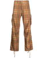 ERL check-print cotton wide-leg trousers - Orange - thumbnail