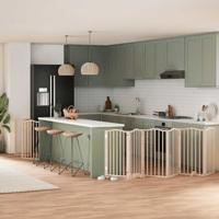 VidaXL Hondenhek inklapbaar met deur 9 panelen 450 cm populierenhout