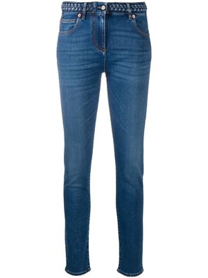 Valentino Garavani jean skinny à taille tressée - Bleu