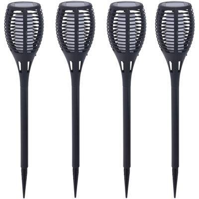 6x pro garden solar fakkels/toorts - zwart - met vlam effect - zonne-energie - 49 cm - tuinverlichti