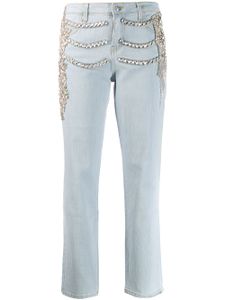 Philipp Plein jean ample à ornements - Bleu