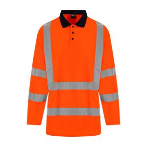 Reflecterende polo lange mouwen oranje - 2XL