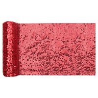 Tafelloper op rol - rood pailletten - 30 x 300 cm - polyester - thumbnail