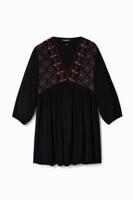 Korte jurk met borduursels - BLACK - XL