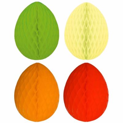 Decoratie paaseieren - 4x stuks - van papier - H30 cm - Paas / pasen thema - Honeycombs - mix kleur